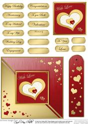 Elegant Hearts Quick Card with Greetings