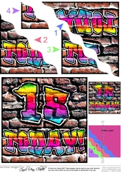 Graffiti 15th Birthday Wavy Corner side stacker