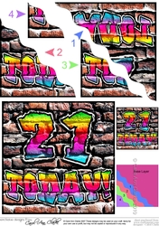 Graffiti 21st Birthday Wavy Corner side stacker