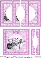 Flower Filled Wheelbarrow Quick Card with Circular Side Stac