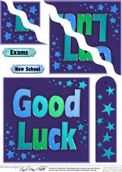 Good Luck Metallic Quick Card with Wavy Corner Side Stacker