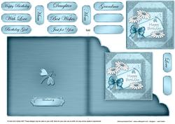 Daisies on Metallic Lace Cut and Fold Corner Card