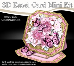 3D Easel Card Mini Kit - Butterfly & Flowers on Octagonal Gold Frame