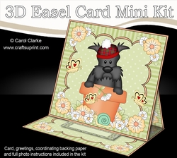 3D Easel Card Mini Kit - Flowerpot Friends - Little Scottie Dog