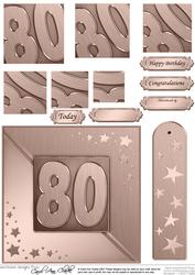 80th Metallic Age Quick Card with Twisted Pyramage