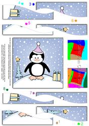 Cute Xmas Penguin Quick Card with Wavy Spiral Side Stacker