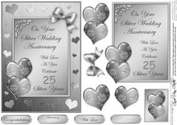 Elegant Romance Silver Wedding Quick Card with 3D Decoupage