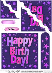 Happy Birthday Metallic Quick Card Wavy Corner Side Stacker