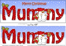 Large DL Merry Christmas MUMMY 3D decoupage with Snowball Sam