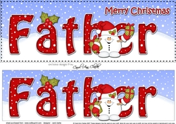 Large DL Merry Christmas FATHER 3D decoupage with Snowball Sam