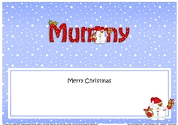 Large DL Merry Christmas MUMMY insert with Snowball Sam 