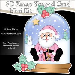 3D Shaped Christmas Snow Globe Card Kit - Santa has lots of Presents!