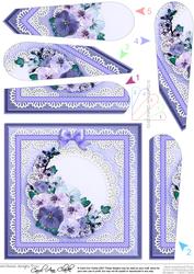 Spring Flowers Lace Quick Card with Fan Pyramage Topper