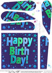 Metallic Happy Birthday Quick Card with Fan Pyramage Topper