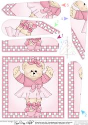 Ballet Teddy Quick Card with Fan Pyramage Topper
