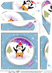 Cute Xmas Penguin Quick Card with Fan Pyramage Topper
