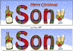 Large DL Merry Christmas SON 3D decoupage with Champagne