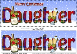 Large DL Merry Christmas DAUGHTER 3D decoupage with Champagne