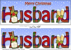 Large DL Merry Christmas HUSBAND 3D decoupage with Champagne