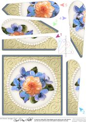 Flowers and Pearls Quick Card with Fan Pyramage Topper