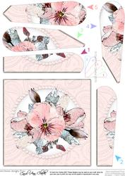 Posy and Pearls Quick Card with Fan Pyramage Topper
