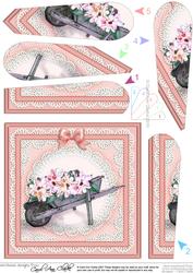 Flower Filled Wheelbarrow Quick Card with Fan Pyramage