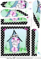 Cute Poodle Quick Card with Fan Pyramage Topper