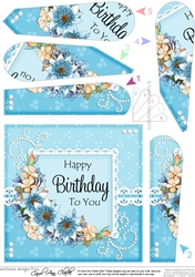 A Touch of Elegance Flowers, Pearls and Lace Fan Pyramage Topper