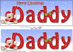 Large DL Merry Christmas DADDY 3D decoupage with Teddies