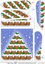 Xmas Pud Tree Quick Card with Fan Pyramage Topper