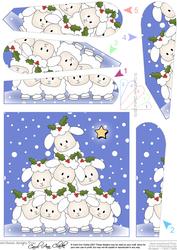Xmas Sheep Tree Quick Card with Fan Pyramage Topper