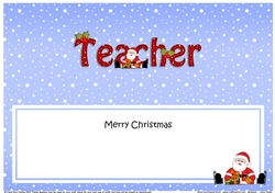 Large DL Merry Christmas TEACHER insert with Santa 3D decoupage