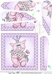 Princess Piggywig Quick Card with Fan Pyramage Topper