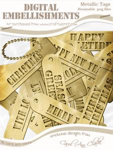 Metallic Christmas Tags Digital Embellishments