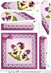 Pansy on Butterfly Lace Quick Card Fan Pyramage Topper