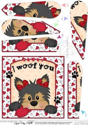 Fan Pyramage Topper - Love, Romance, Valentine- Little Yorkie Dog