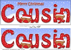 Large DL Merry Christmas COUSIN 3D decoupage with Bobbin Robin