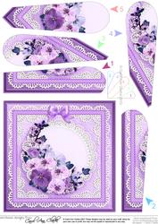 Spring Flowers Quick Card with Fan Pyramage Topper