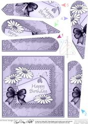 Daisies on Metallic Lace Quick Card with Fan Pyramage Topper