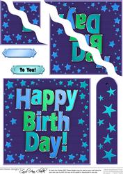 Happy Birthday Metallic Quick Card Wavy Corner Side Stacker