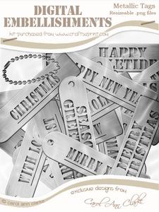 Metallic Christmas Tags Digital Embellishments
