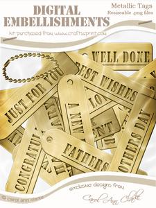 Metallic Everyday Tags Digital Embellishments