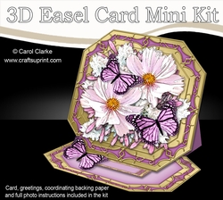 3D Easel Card Mini Kit - Butterfly & Flowers on Octagonal Gold Frame