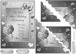 Elegant Romance Silver Wedding Quick Card Corner Side Stacke
