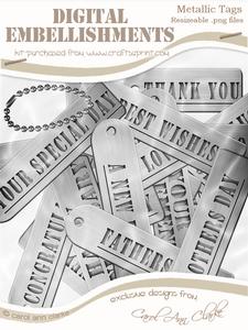 Metallic Everyday Tags Digital Embellishments