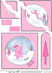 Baby Xmas Elephant Quick Card with Wavy Corner Side Stacker