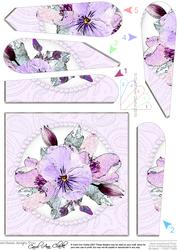 Posy and Pearls Quick Card with Fan Pyramage Topper