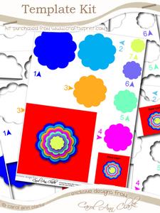 Square Card - Flower Pyramage Template Kit