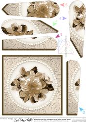Flowers and Pearls Quick Card with Fan Pyramage Topper
