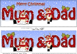 Large DL Merry Christmas MUM & DAD insert with Rudolph